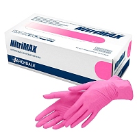 Перчатки нитриловые розовые NitriMax, размер М, 1 пара
