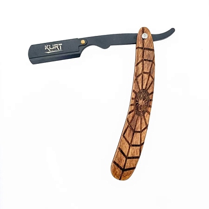 Шаветт (опасная бритва для сменных лезвий) ручка из дерева с гравировкой паутины